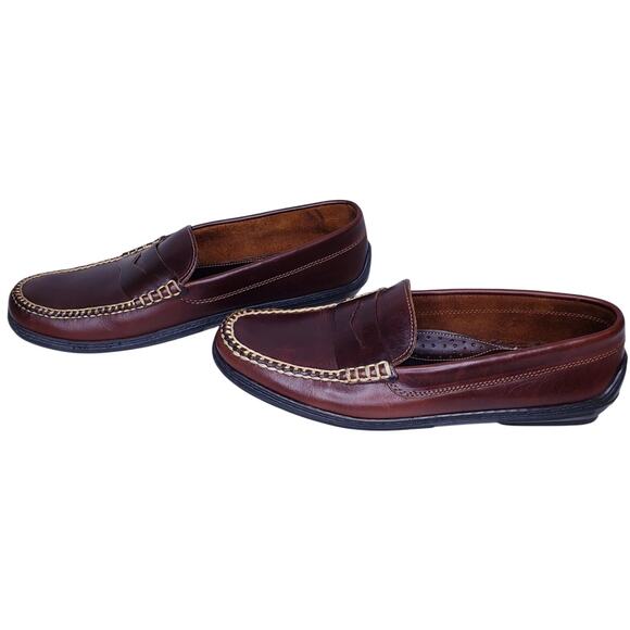 T.B. PHELPS Traditions Key West Penny Loafers Leather Brown Men's Size 9.5M VGUC - Picture 1 of 16